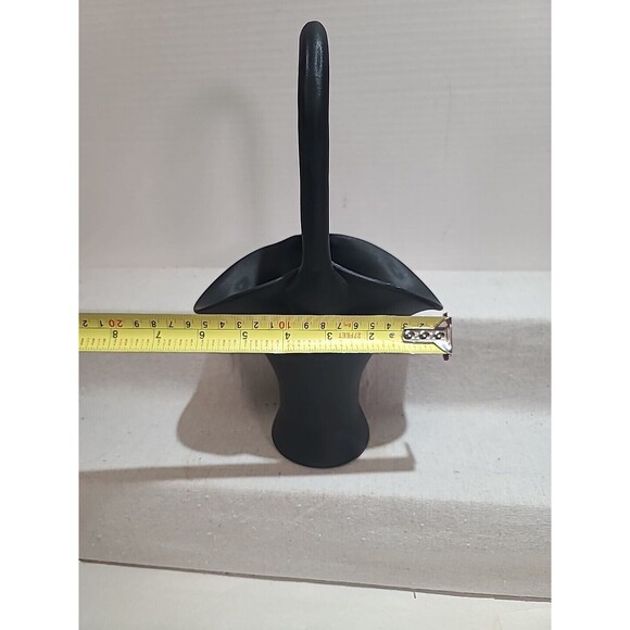 Antique Circa 1920's TIFFIN Brides Basket 11" Satin Black Glass Flower Girl - Picture 7 of 7